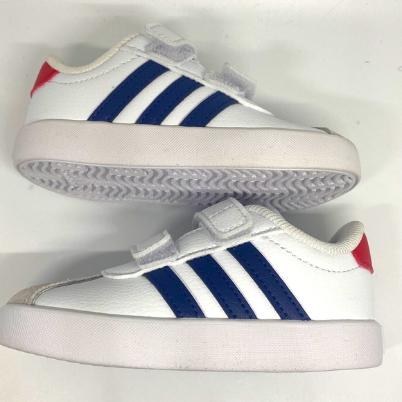 Adidas Kids’ VL Court 3.0 CF Sneakers Size 6K White/Navy/Red - Picture 7 of 12
